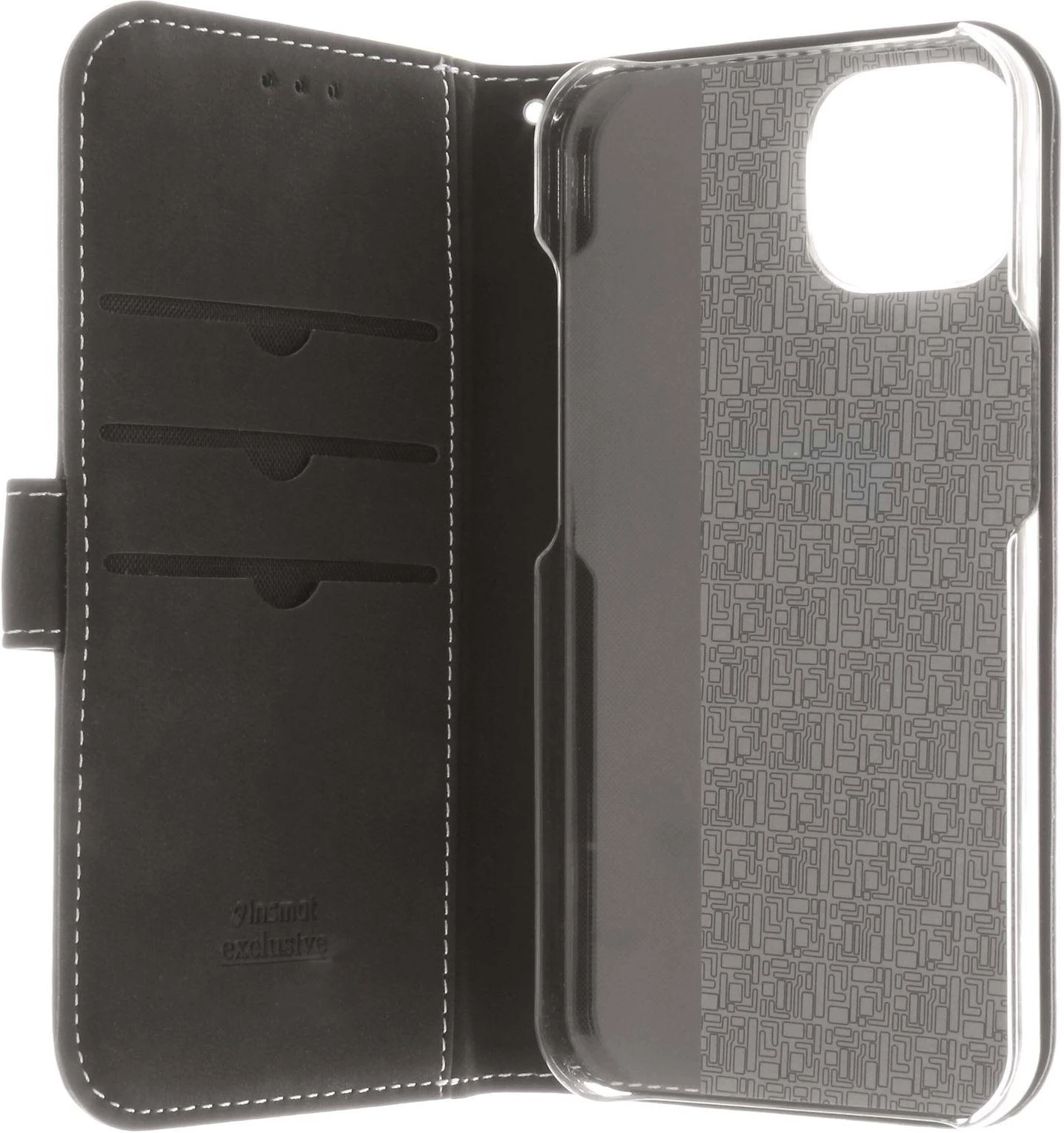 Insmat Exclusive Flip Case piniginės dėklas, iPhone 13, juodas