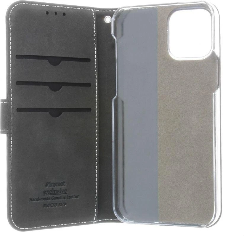 Insmat Exclusive Flip Case piniginės dėklas, iPhone 12 / 12 Pro, juodas