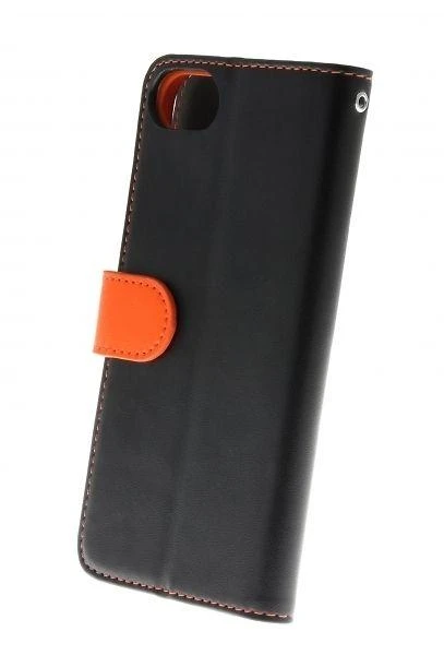 „Insmat Exclusive Flip Case“ piniginės dėklas, skirtas iPhone 6 / 6s / 7/8 / SE juodas / oranžinis