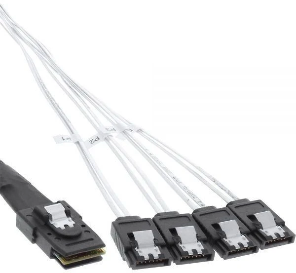 InLine SFF 8087 – SATA x4, 0,75m, Raudona (27610)