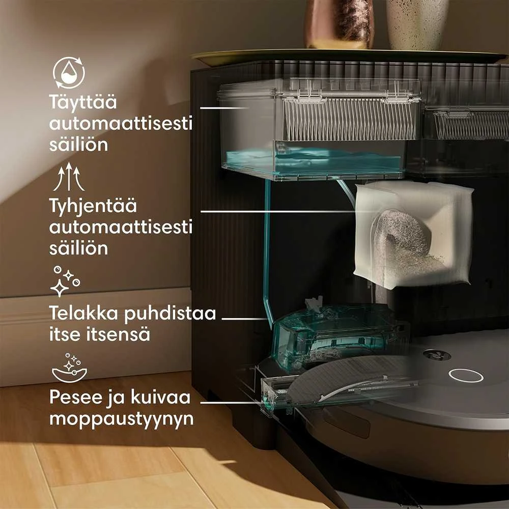 Dullkių siurblys - robotas  iRobot Roomba Combo 10 Max  su  AutoWash stotimi, Juodos spalvos