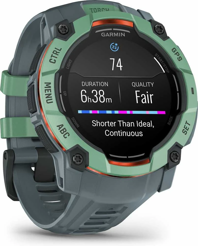 Išmanusis laikrodis Garmin Instinct 3, 50 mm, AMOLED,  Neotropinio dizaino su saulėlydžio dizaino dirželiu