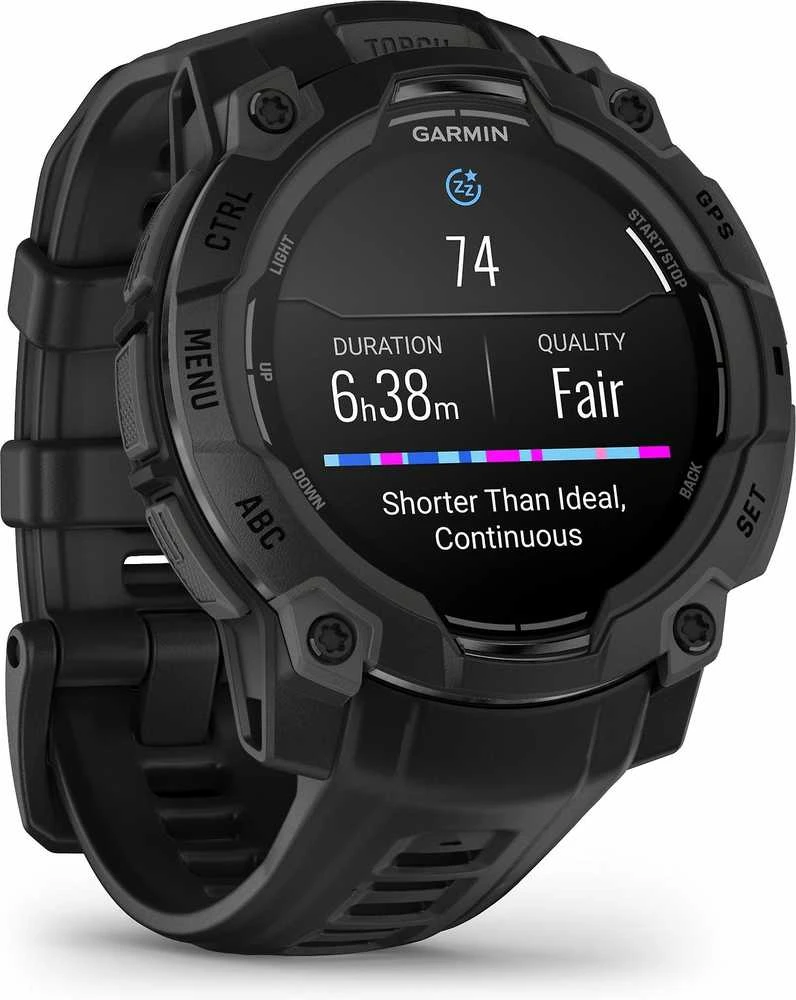 Išmanusis laikrodis Garmin Instinct 3 – 45 mm, AMOLED Juodas su juodu dirželiu