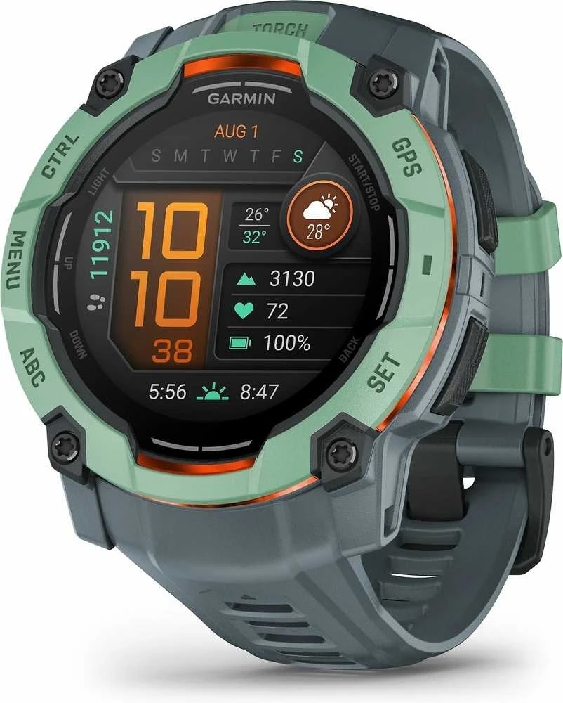 Išmanusis laikrodis Garmin Instinct 3, 50 mm, AMOLED,  Neotropinio dizaino su saulėlydžio dizaino dirželiu