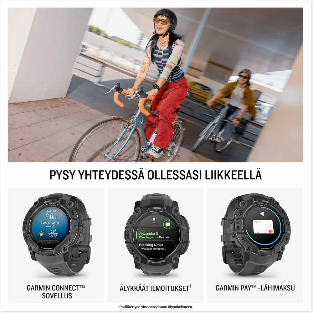 Išmanusis laikrodis Garmin Instinct 3, 50 mm, AMOLED Juodas su anglies spalvos dirželiu