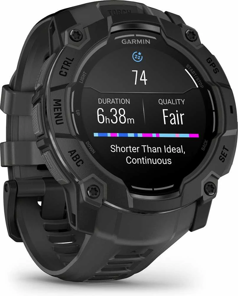 Išmanusis laikrodis Garmin Instinct 3, 50 mm, AMOLED Juodas su anglies spalvos dirželiu