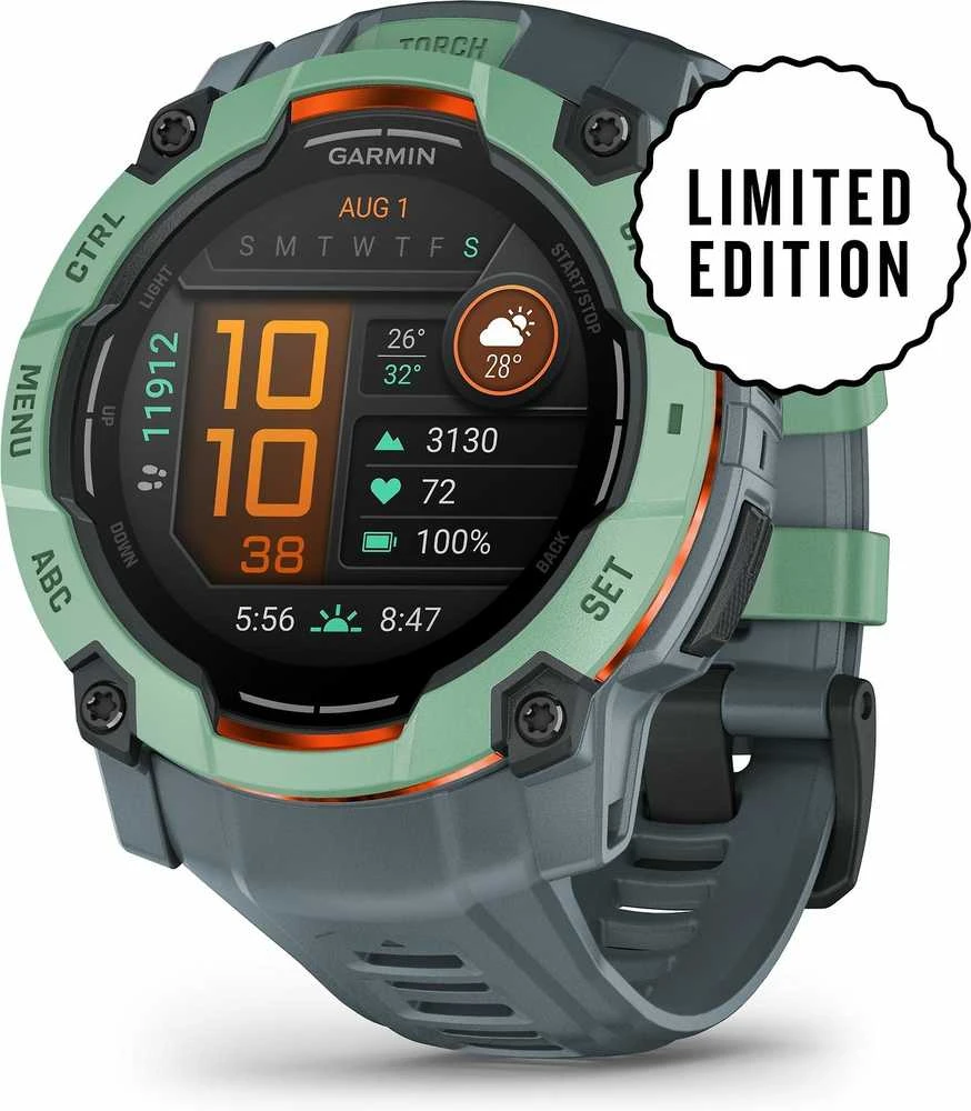 Išmanusis laikrodis Garmin Instinct 3, 50 mm, AMOLED,  Neotropinio dizaino su saulėlydžio dizaino dirželiu