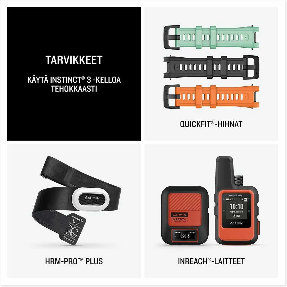 Išmanusis laikrodis Garmin Instinct 3, 50 mm, AMOLED,  Neotropinio dizaino su saulėlydžio dizaino dirželiu