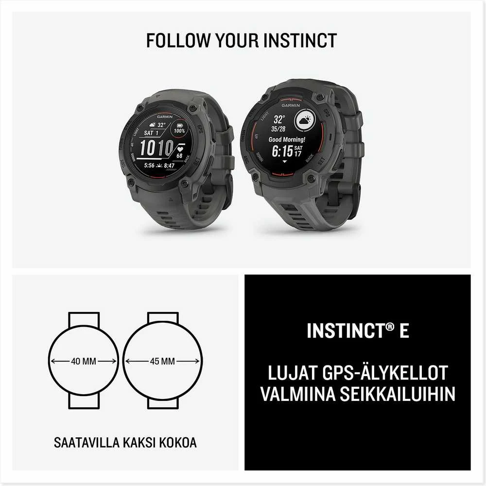 Išmanusis laikrodis Garmin Instinct E – 45 mm, Juodas with Charcoal Band