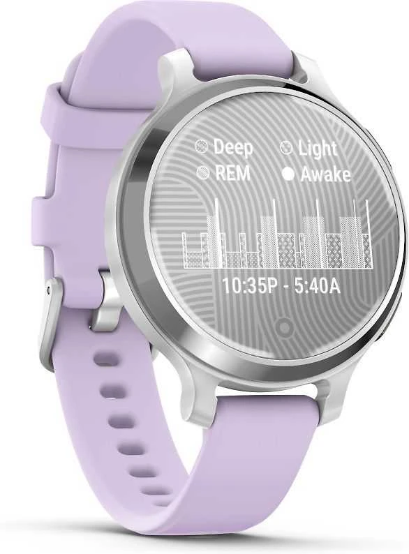 Išmanusis laikrodis Garmin Lily® 2 Active, Sidabro spalvos su alyvinės spalvos silikoniniu dirželiu