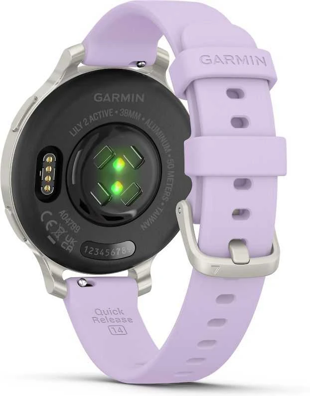 Išmanusis laikrodis Garmin Lily® 2 Active, Sidabro spalvos su alyvinės spalvos silikoniniu dirželiu