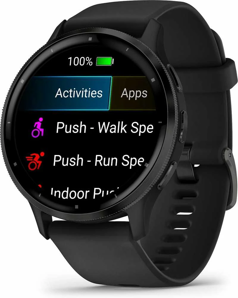 Išmanusis laikrodis Garmin Venu® 3, 45 mm, Skalūno spalvos nerūdijančiojo plieno apvadas, su juodu korpusu ir silikoniniu dirželiu