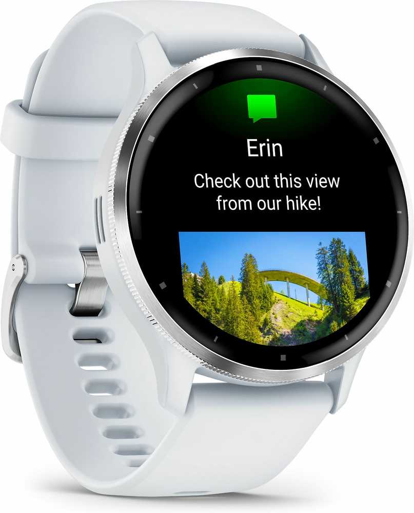 Išmanusis laikrodis Garmin Venu® 3, 45 mm, Sidabro spalvos nerūdijančiojo plieno apvadas su baltojo akmens korpusu ir silikoniniu dirželiu