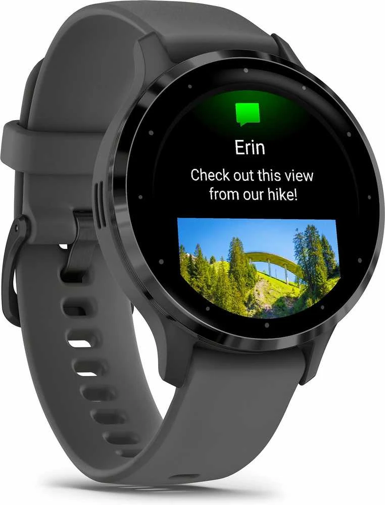 Išmanusis laikrodis Garmin Venu® 3S, Skalūno spalvos nerūdijančiojo plieno apvadas, su akmenėlių pilkos spalvos korpusu ir silikoniniu dirželiu