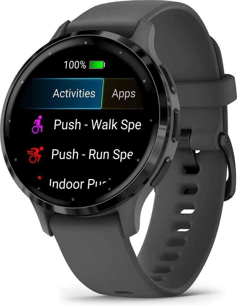 Išmanusis laikrodis Garmin Venu® 3S, Skalūno spalvos nerūdijančiojo plieno apvadas, su akmenėlių pilkos spalvos korpusu ir silikoniniu dirželiu