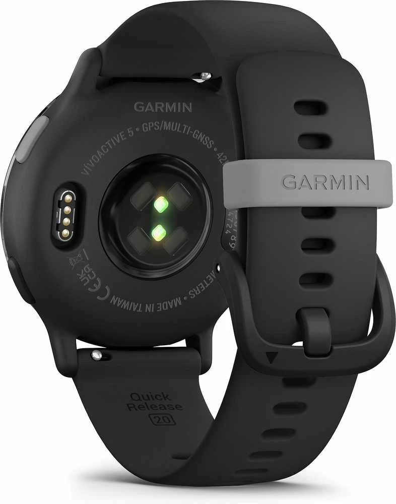 Išmanusis laikrodis Garmin vívoactive® 5, Skalūnų spalvos aliuminio apvadas su juodu korpusu ir silikoniniu dirželiu
