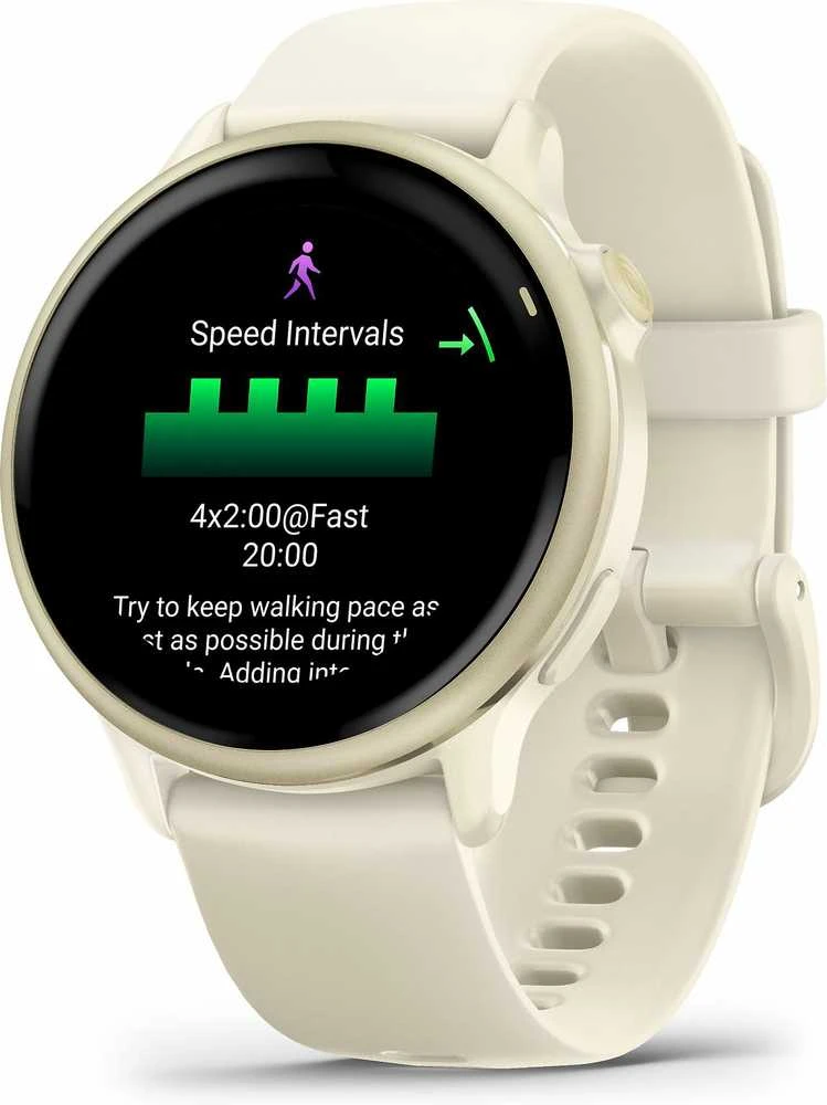 Išmanusis laikrodis Garmin vívoactive® 6, Pilkšvos aukso spalvos su kreminės spalvos dirželiu