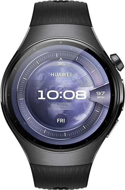 Išmanusis laikrodis Huawei Watch 5 (46mm), Juodos spalvos nerūdijančio plieno korpusas su juodos spalvos fluoroelastomero dirželiu