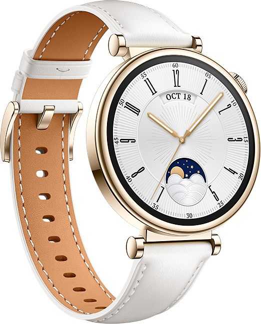 HUAWEI WATCH GT4 41mm Gold White Leather Armband