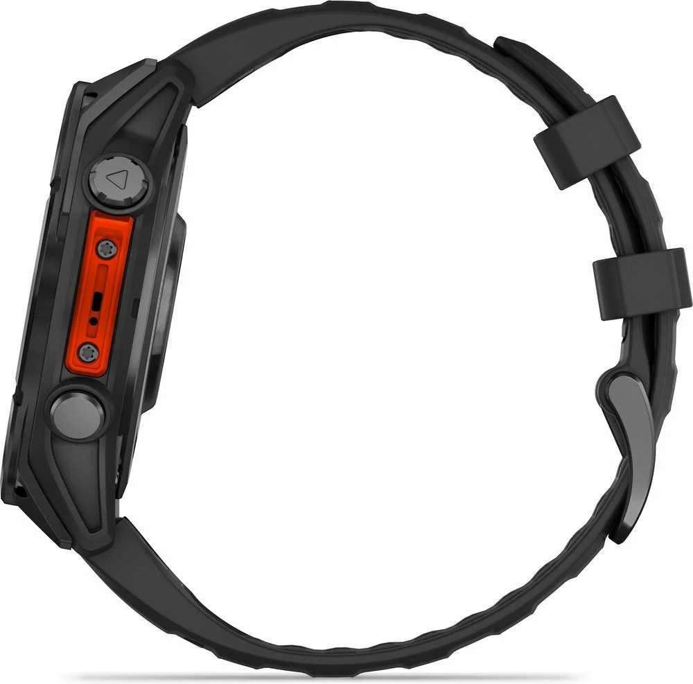 Išmanusis laikrodis Garmin Fenix 8 – 47 mm, AMOLED Skalūno pilkos spavos korpusas su juodu silikono dirželiu
