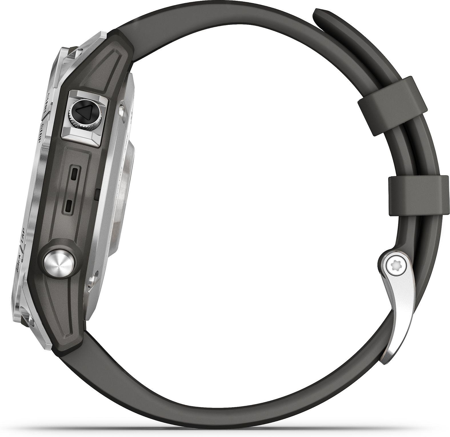 Išmanusis laikrodis Garmin fenix 7 – Standard Edition, Sidabro spalvos korpusas su grafito spalvos silikoniniu dirželiu