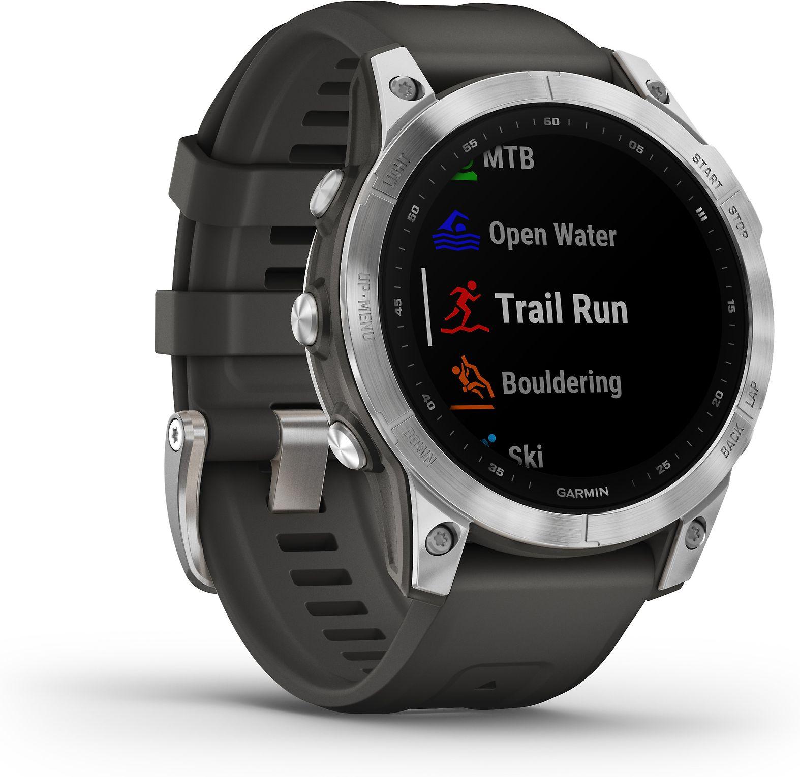 Išmanusis laikrodis Garmin fenix 7 – Standard Edition, Sidabro spalvos korpusas su grafito spalvos silikoniniu dirželiu