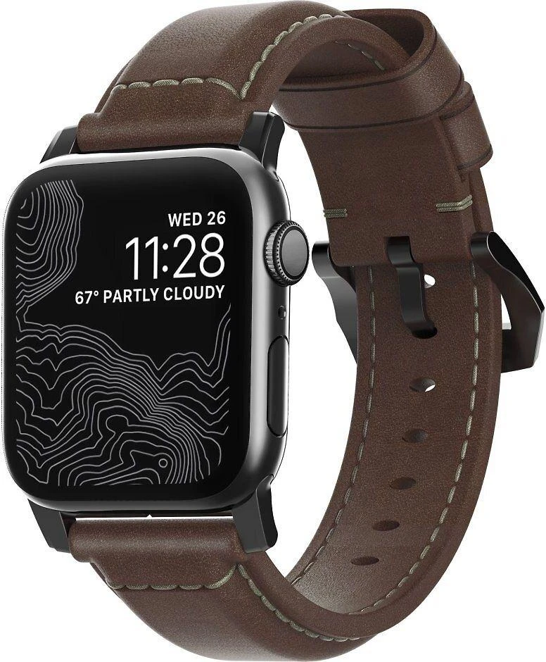 Nomad Išmaniojo laikrodžio Apple odinis dirželis, Rudos spalvos, 42/44mm