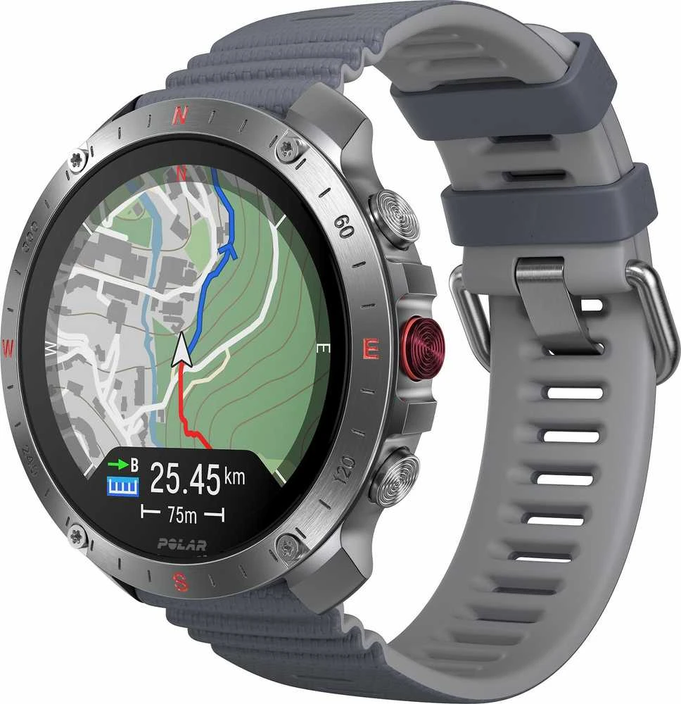 Išmanusis laikrodis Polar Grit X2 Pro, Nerūdijančio plieno korpusas su pilkos spalvos silikoniniu dirželiu