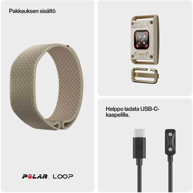 Išmanusis laikrodis POLAR LOOP GEN2 nešiojama sveikatos apyrankė ir fitneso stebėjimo priemonė be ekrano, Aukso/smėlio spalvos, S-L