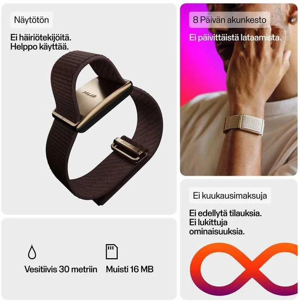 Išmanusis laikrodis POLAR LOOP GEN2 nešiojama sveikatos apyrankė ir fitneso stebėjimo priemonė be ekrano, Aukso/smėlio spalvos, S-L