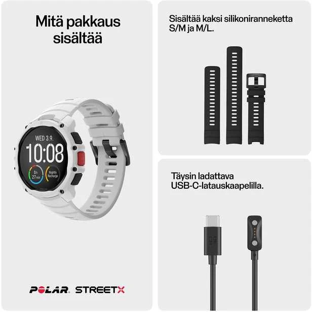 Išmanusis laikrodis Polar Street X Baltas S-L
