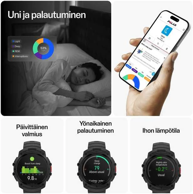 Išmanusis laikrodis Polar Street X Juodas S-L