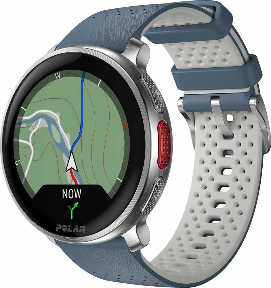 Išmanusis laikrodis Polar Vantage V3 S/L. Sidabrinės spalvos korpusas su melsvos spalvos dirželiu