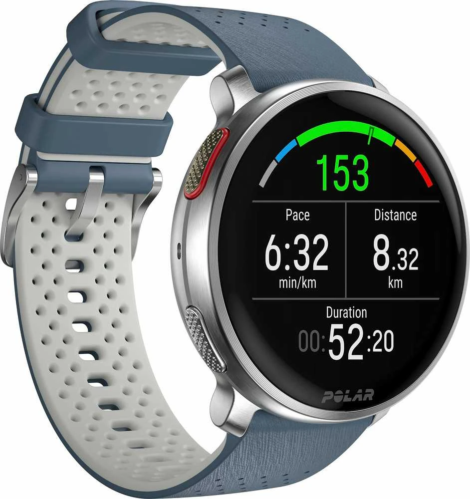 Išmanusis laikrodis Polar Vantage V3 S/L. Sidabrinės spalvos korpusas su melsvos spalvos dirželiu