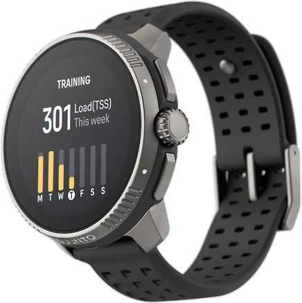 Išmanusis laikrodis Suunto Race Titanium Charcoal, Tamsiai pilkos spalvos korpusas su juodos spalvos dirželiu