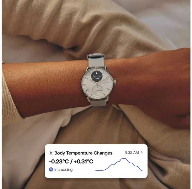 Išmanusis laikrodis Withings Scanwatch 2, 38 mm, Sidabrinės spalvos korpusas su juodos spalvos dirželiu