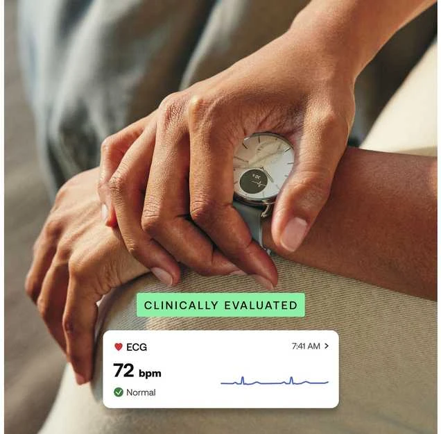 Išmanusis laikrodis Withings Scanwatch 2, 38 mm, Sidabrinės spalvos korpusas su juodos spalvos dirželiu