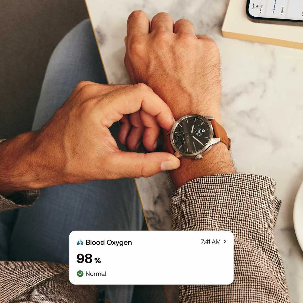 Išmanusis laikrodis Withings Scanwatch 2, 42 mm,  Sidabrinės spalvos korpusas su juodos spalvos dirželiu