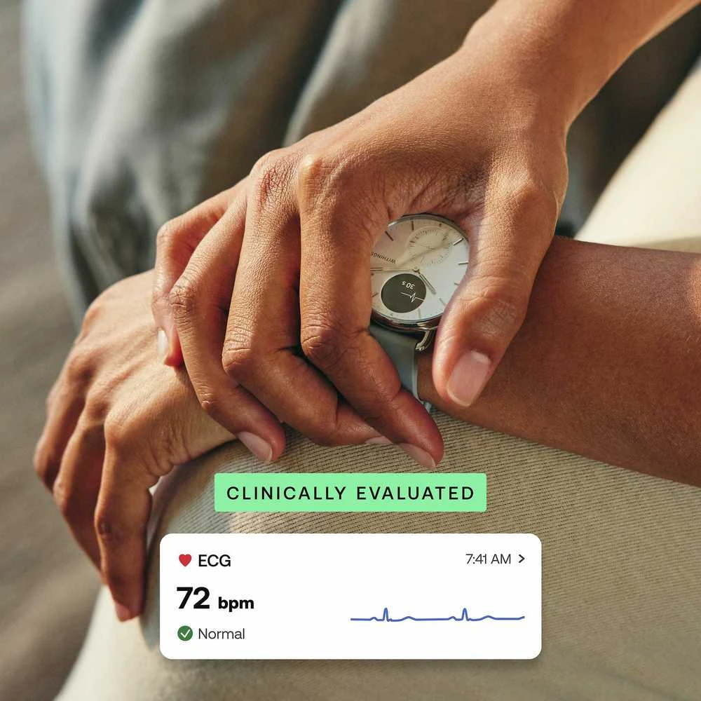 Išmanusis laikrodis Withings Scanwatch 2, 38 mm, Sidabrinės spalvos korpusas su baltos spalvos dirželiu