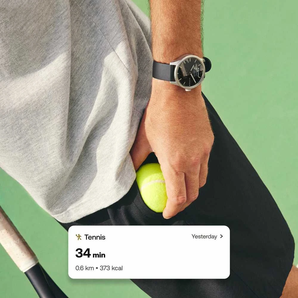 Išmanusis laikrodis Withings Scanwatch 2, 42 mm,  Sidabrinės spalvos korpusas su juodos spalvos dirželiu