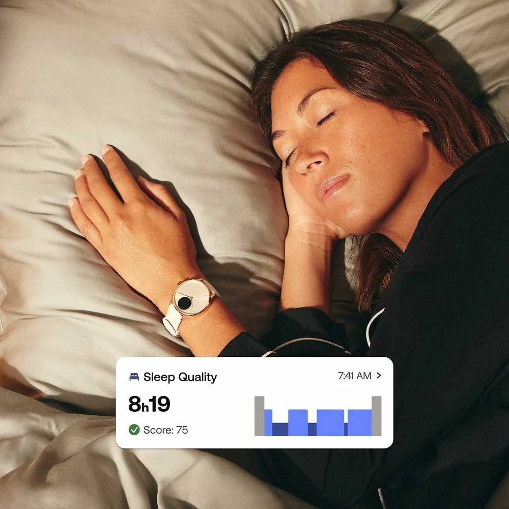 Išmanusis laikrodis Withings Scanwatch Light, 37 mm, Rožinio aukso spalvos korpusas su baltos spalvos dirželiu