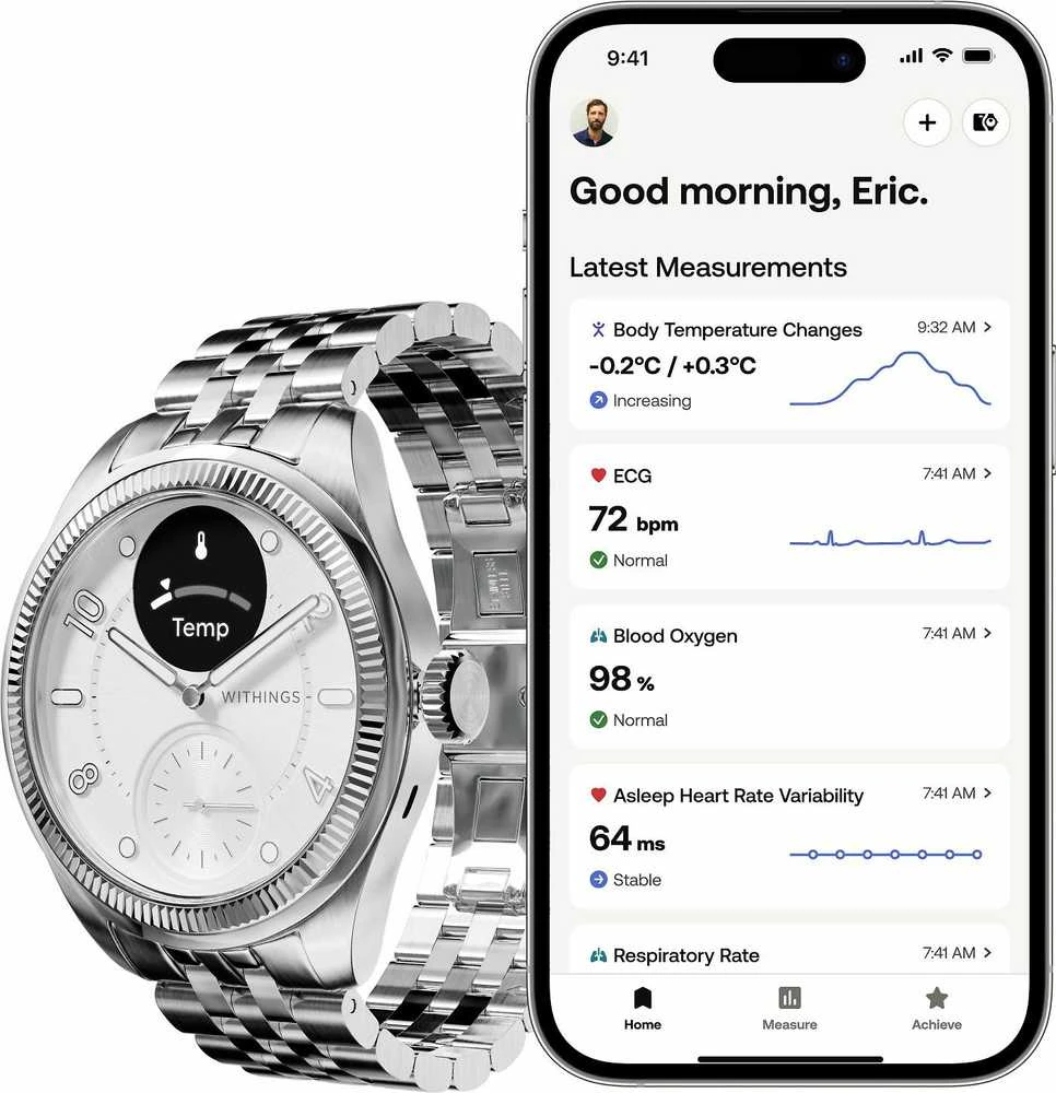Išmanusis laikrodis Withings Scanwatch Nova Brilliant 39mm Titanium Sidabrinis