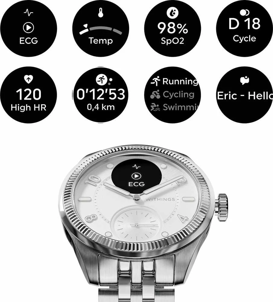 Išmanusis laikrodis Withings Scanwatch Nova Brilliant 39mm Titanium Sidabrinis