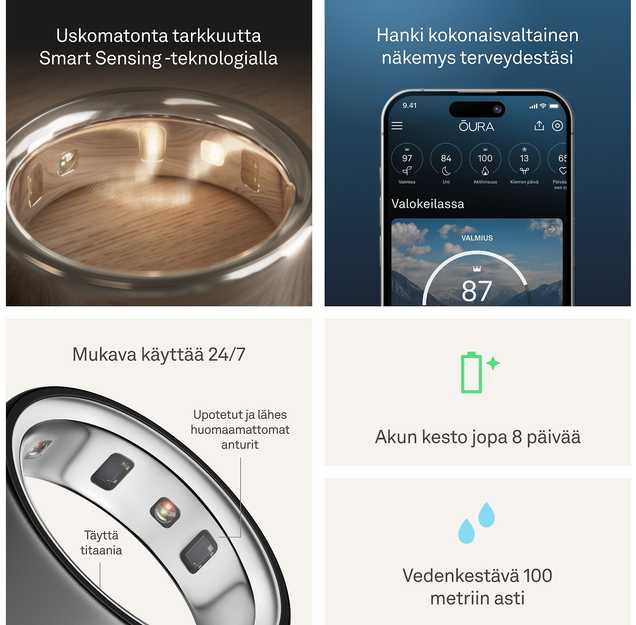 Išmanusis žiedas Oura Ring 4 | 7 dydžio, tamsiai pilkos spalvos