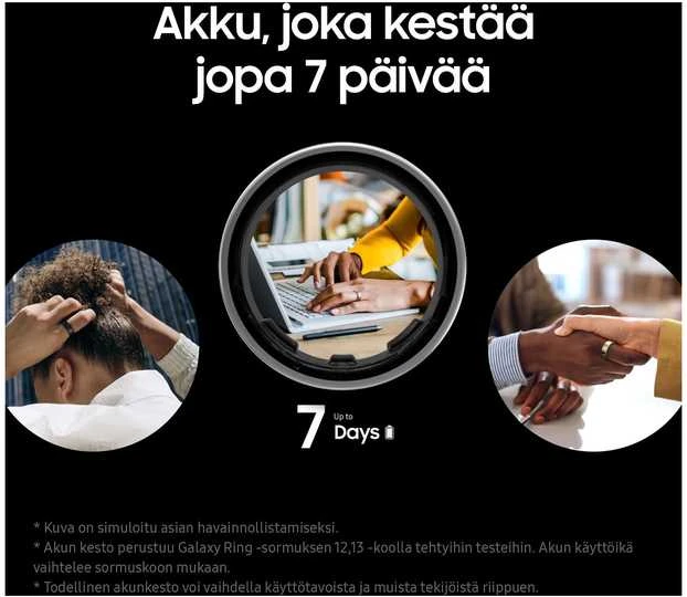 Išmanusis žiedas Samsung Galaxy Ring, juodos spalvos, 14 dydžio