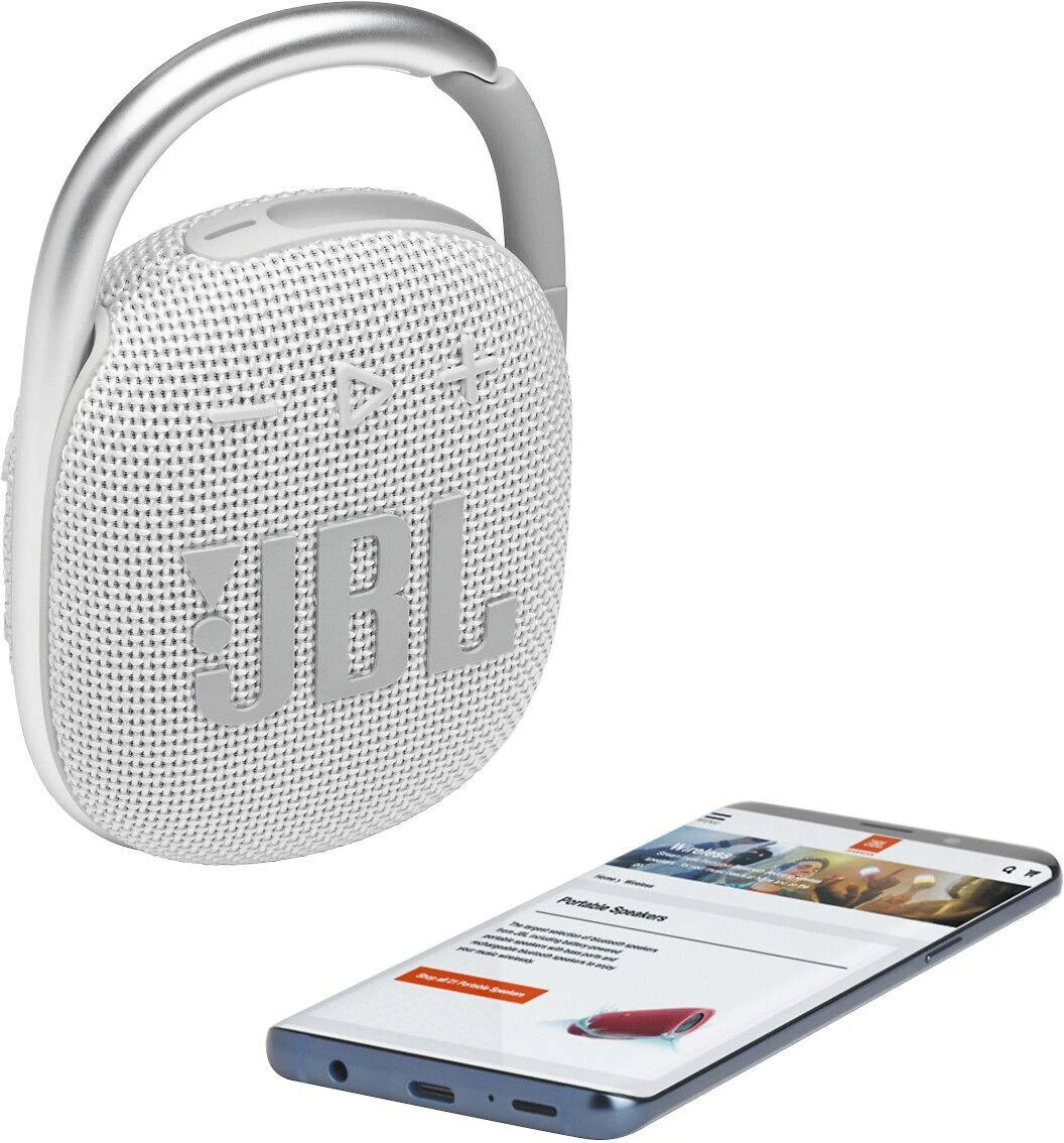 JBL Clip 4 nešiojama vandeniui atspari kolonėlė, Balta