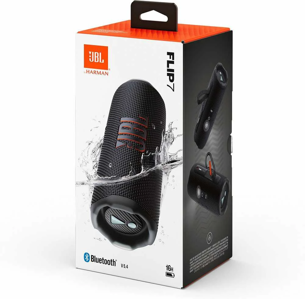JBL Flip 7 nešiojama kolonėlė, juodos spalvos
