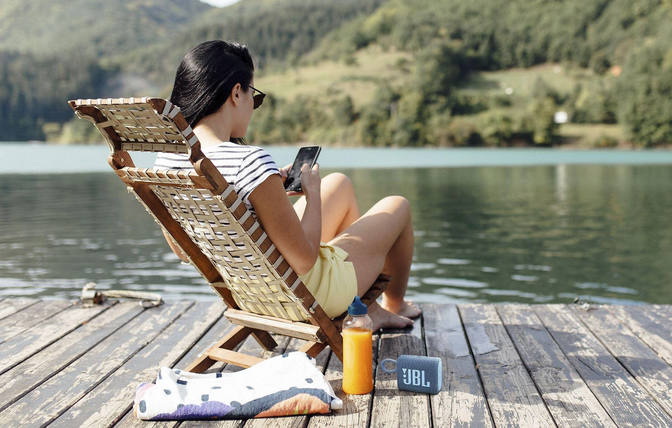 Nešiojama kolonėlė JBL Go 3 Eco, Šviesiai mėlynos spalvos
