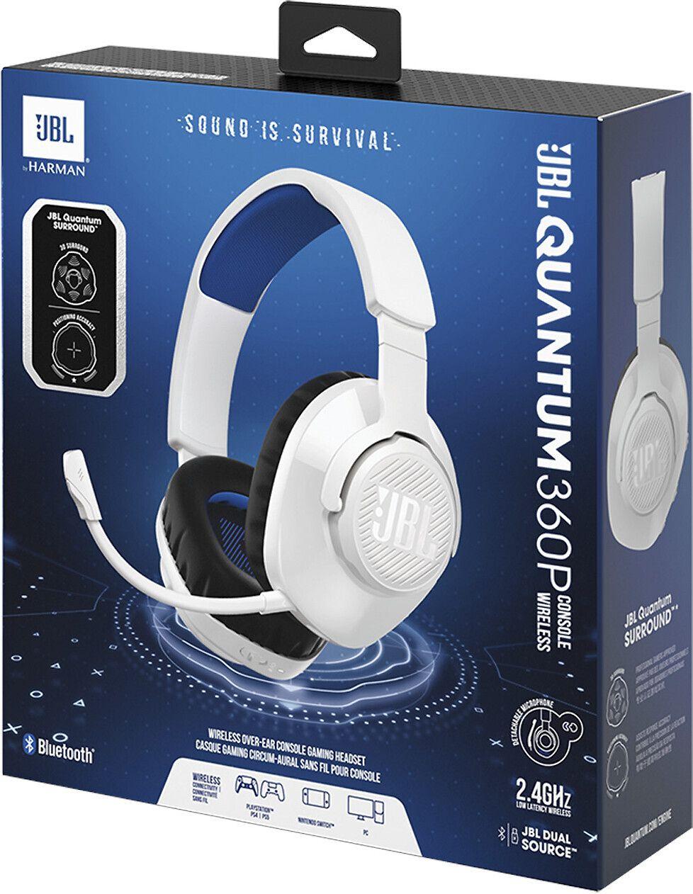 JBL Quantum 360P Headphone Belaidės Ausinės Žaidimams su mikrofonu, Baltas EU