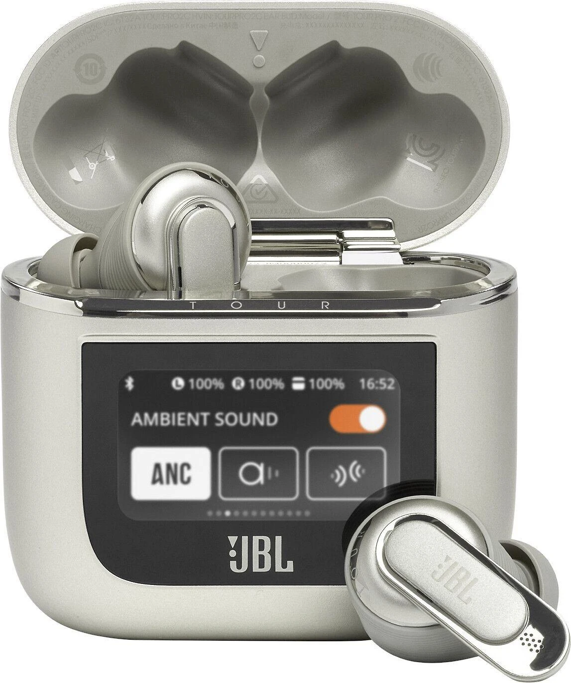 JBL Tour Pro 2 belaidės ausinės su True ANC, Šampaninės spalvos